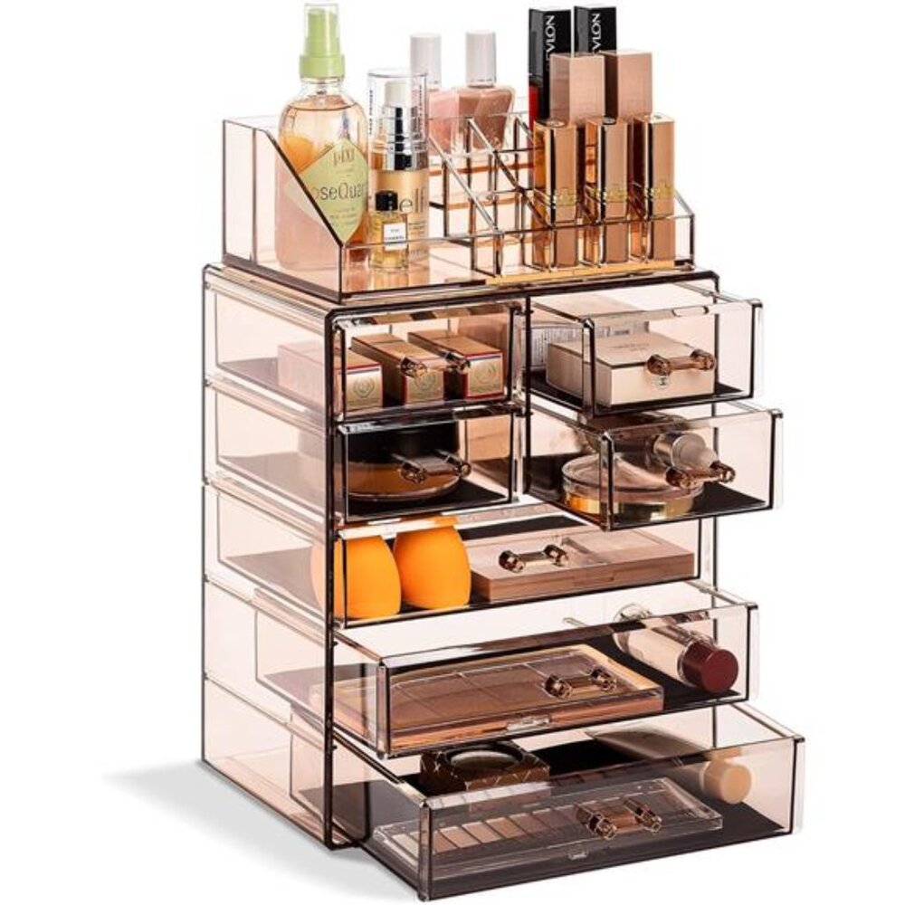 Acrylic Makeup Organizer Set, 7-Drawer Vanity & Countertop Cosmetic Storage